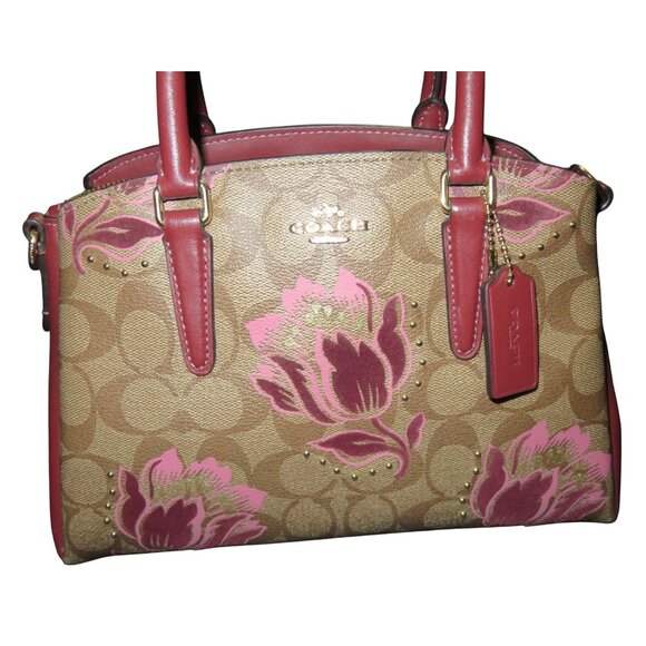 Coach Sage Mini Carryall In Signature Coated Canvas Desert Tulip Print Flocking - Picture 2 of 14